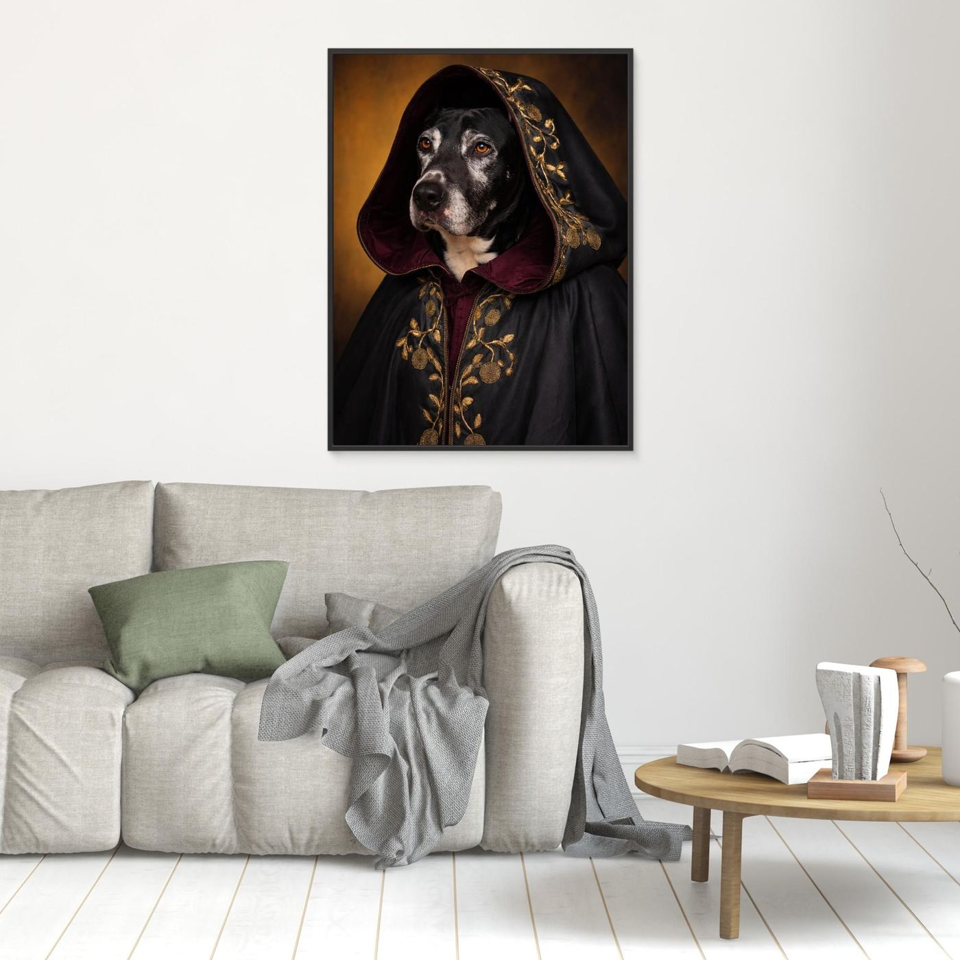The Hooded Noble – Medieval Pet Portrait Personalized Canvas Print