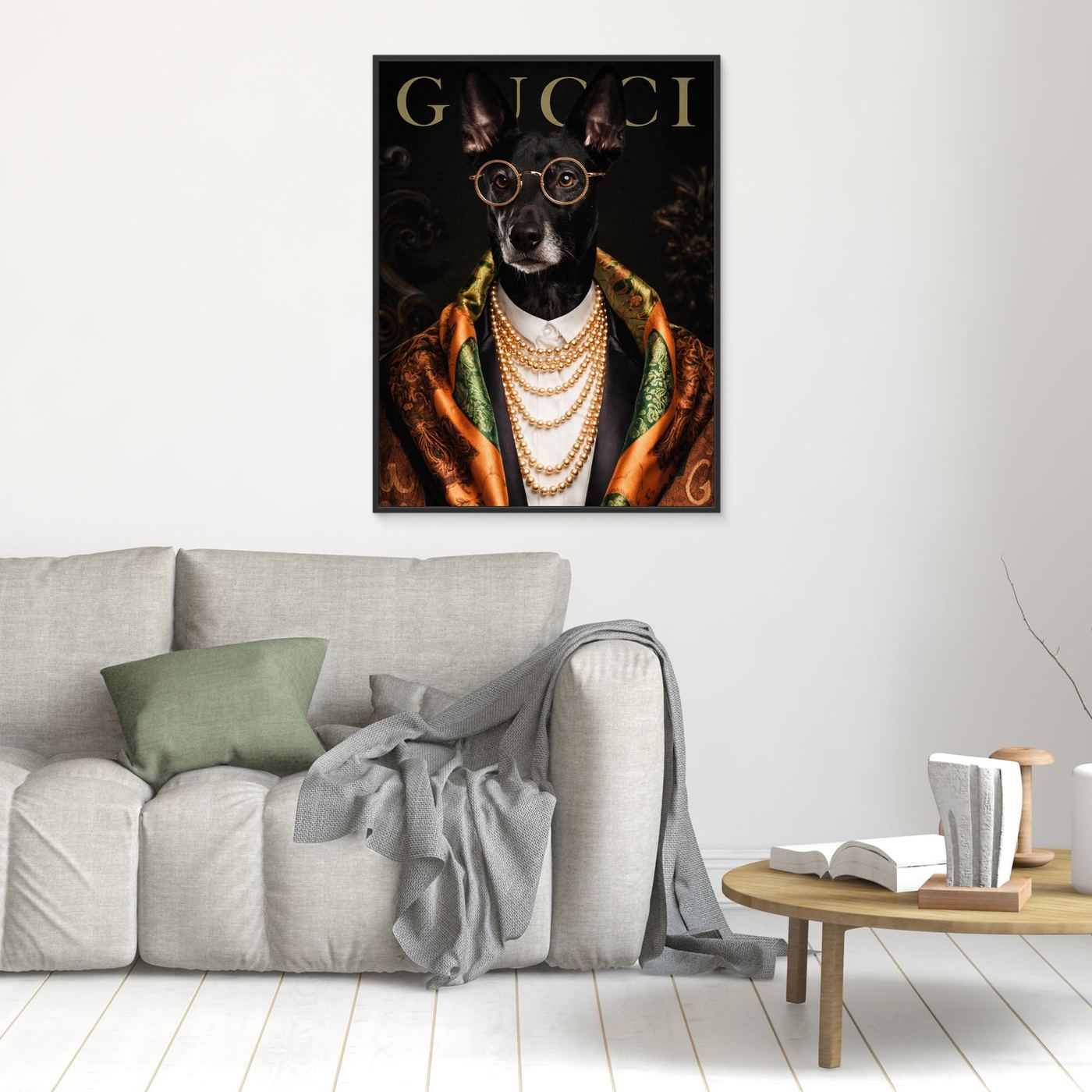 The High Society Gentleman – Elegant Pet Portrait Personalized Canvas Print