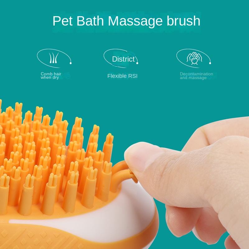 2-in-1 Pet Bath Brush Silicone Grooming Tool