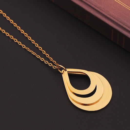 Customized 3 Water Droplet Engraving Name Stainless Steel Jewelry Pendant Necklaces For Women Personalized Gift