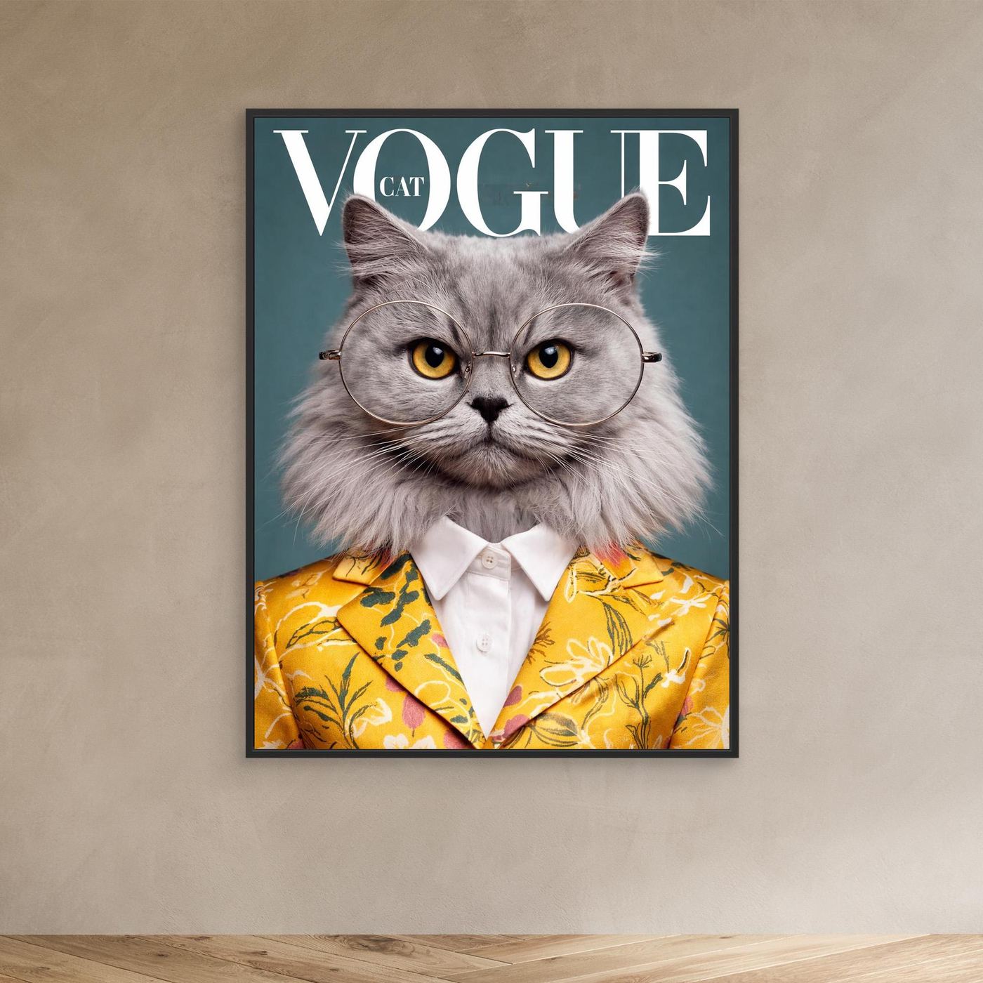 The Fashion Editor – Magazine Cat Portrait Personalized Canvas Print
