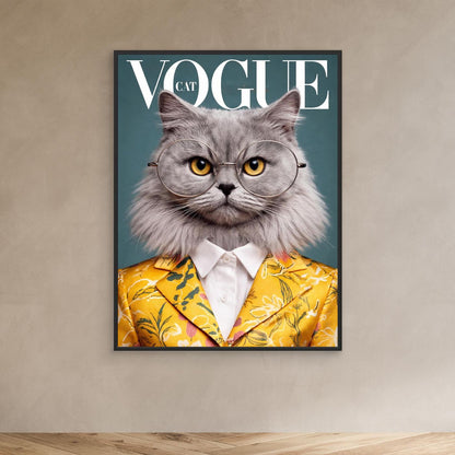 The Fashion Editor – Magazine Cat Portrait Personalized Canvas Print