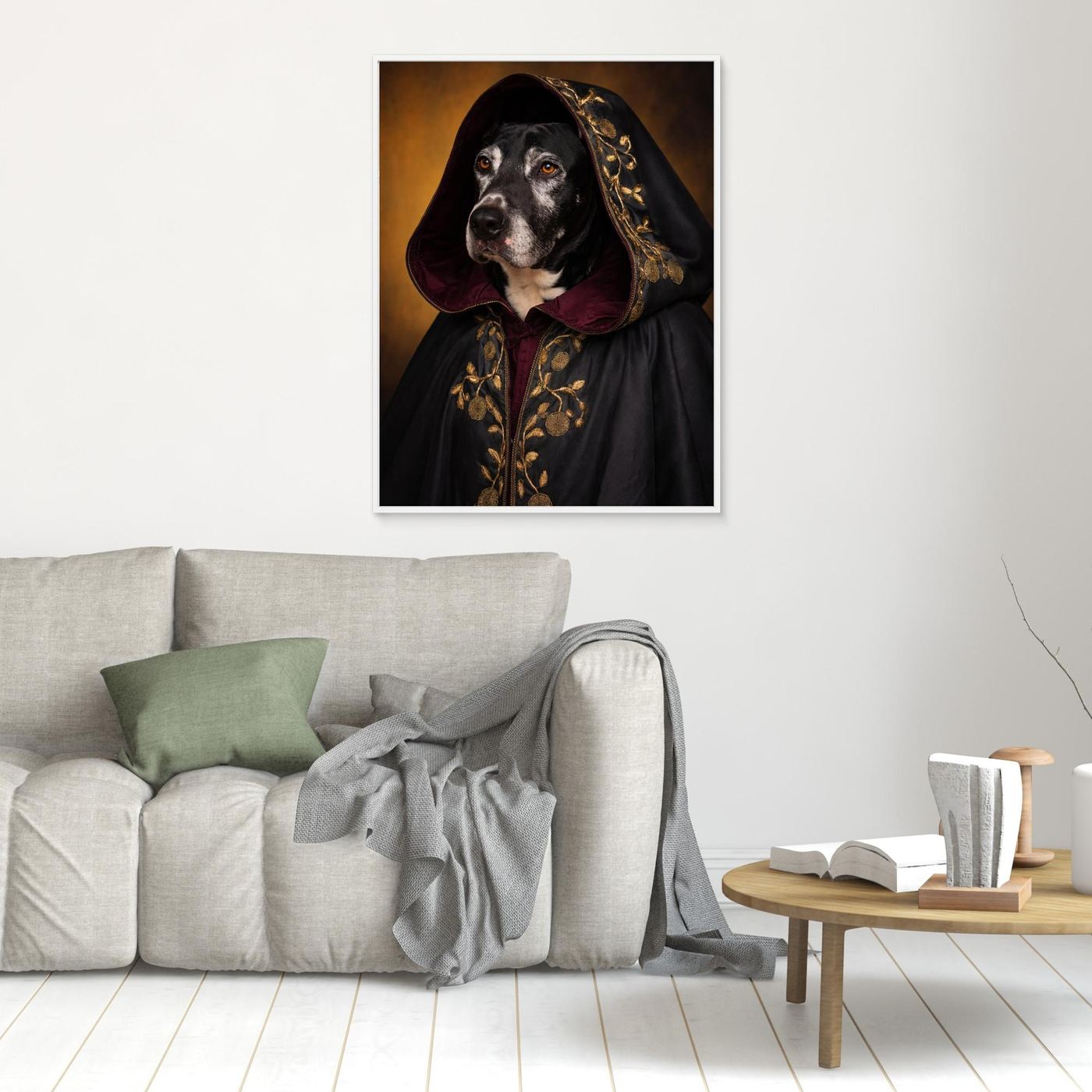 The Hooded Noble – Medieval Pet Portrait Personalized Canvas Print