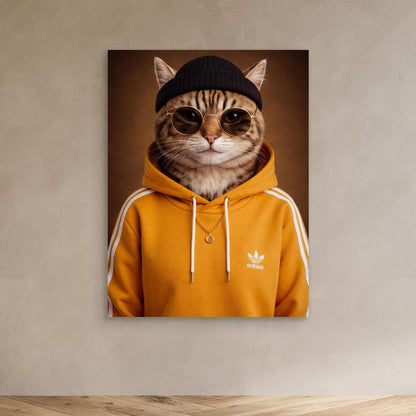 The Street King – Urban Cat Portrait Personalized Canvas Print
