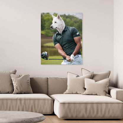 The Swing Master - Golfer Dog Personalized Pet Canvas Print
