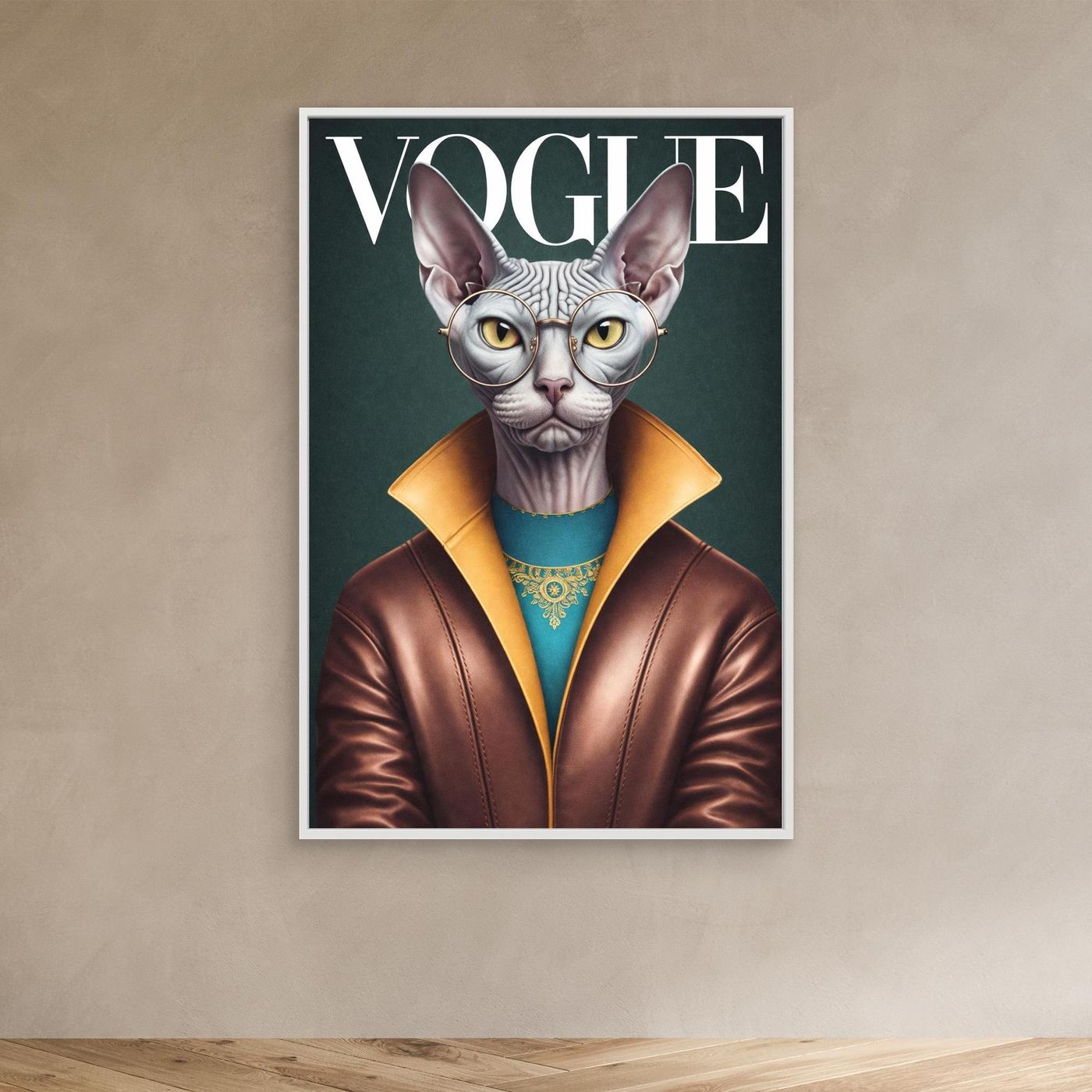 The Modern Muse – Fashion Cat Artwork Personalized Canvas Print