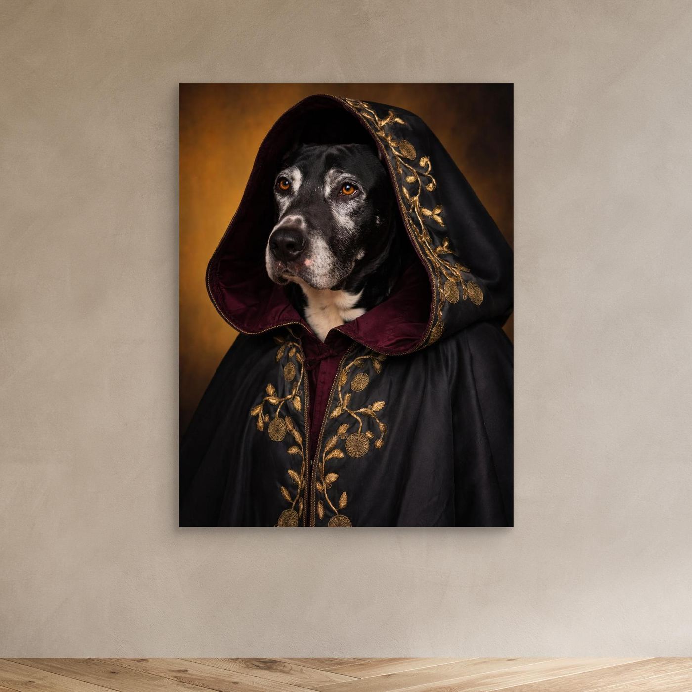 The Hooded Noble – Medieval Pet Portrait Personalized Canvas Print