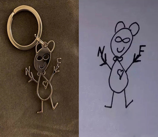 Children's Artwork Personalized Hand-painted Keychain Pendant