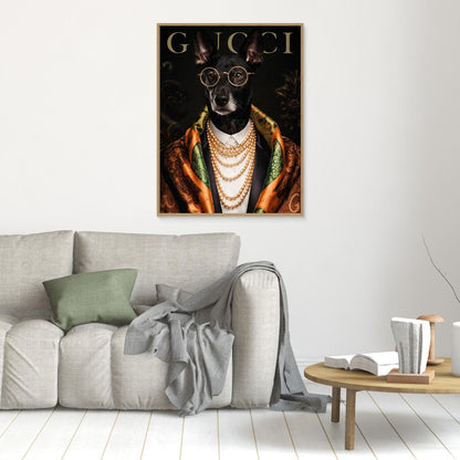 The High Society Gentleman – Elegant Pet Portrait Personalized Canvas Print