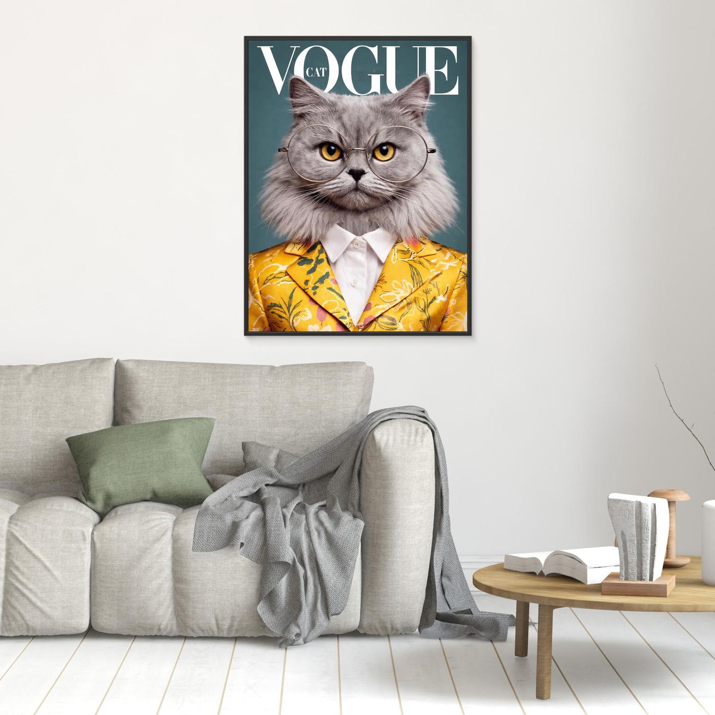 The Fashion Editor – Magazine Cat Portrait Personalized Canvas Print