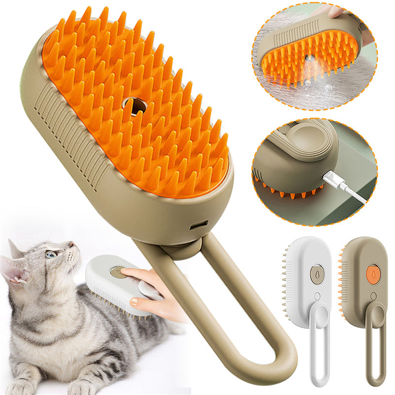 3-in-1 Pet Steam Brush Electric Spray Grooming
