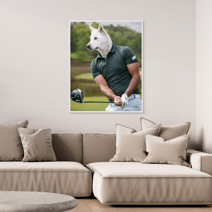 The Swing Master - Golfer Dog Personalized Pet Canvas Print