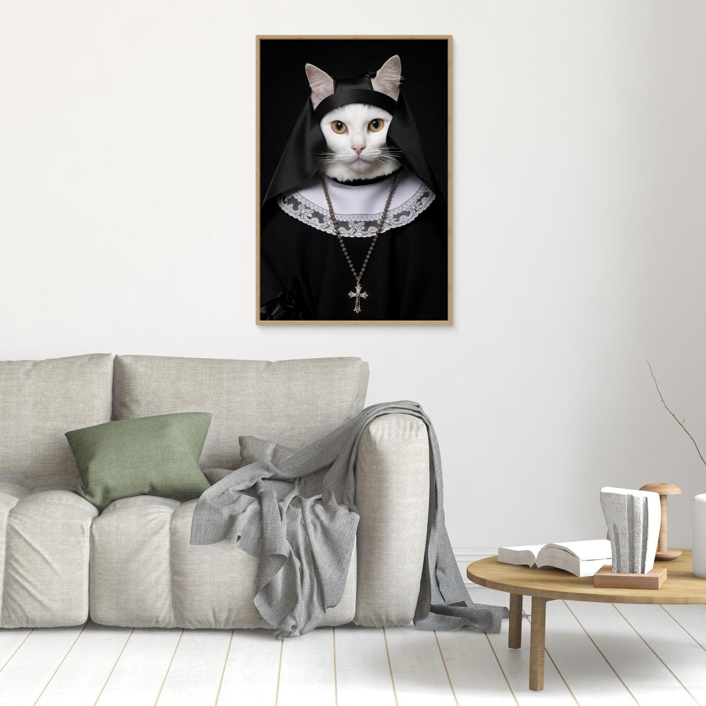 The Holy Sister – Vintage Cat Portrait Personalized Canvas Print