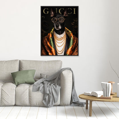 The High Society Gentleman – Elegant Pet Portrait Personalized Canvas Print