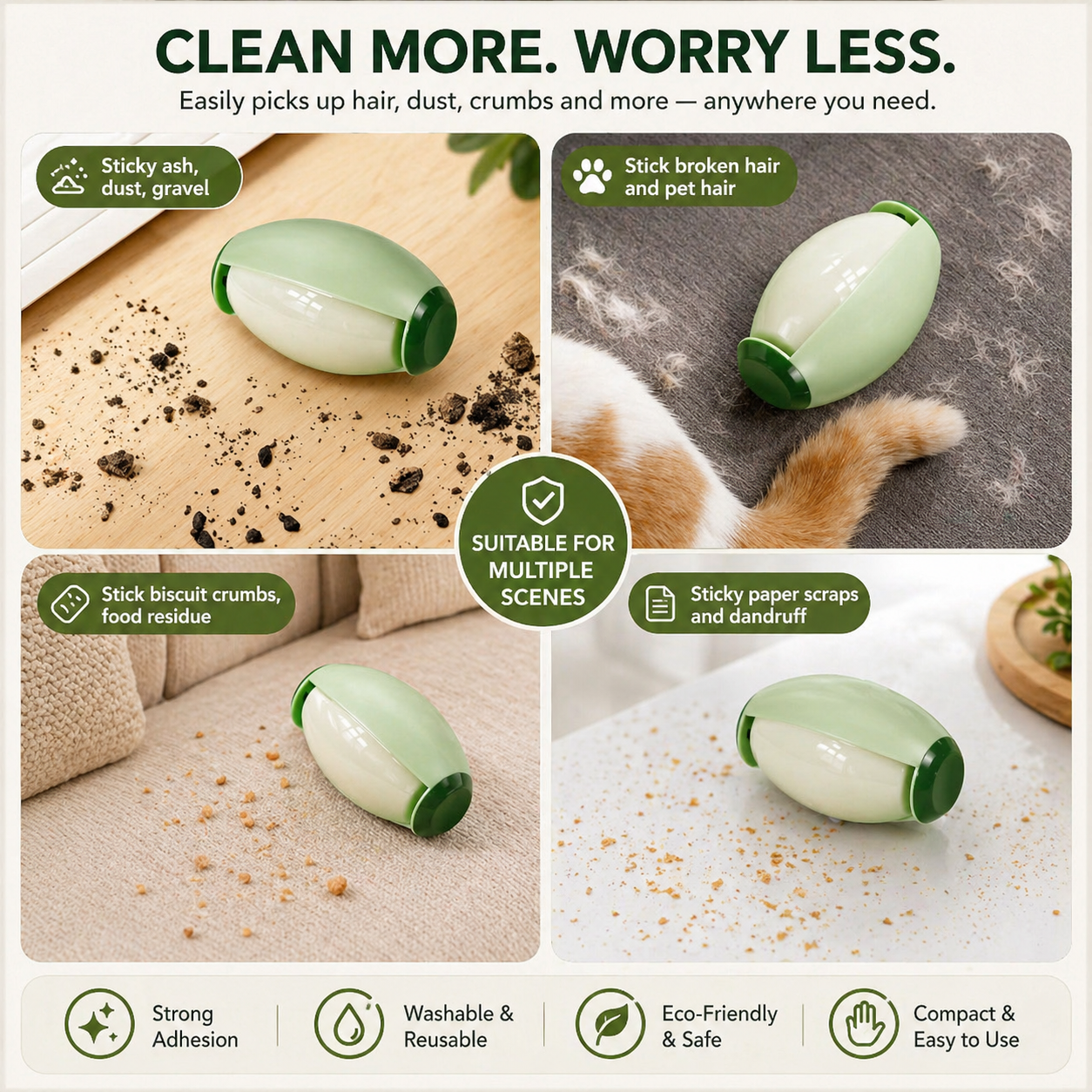 Reusable Lint Roller Washable Pet Hair Remover