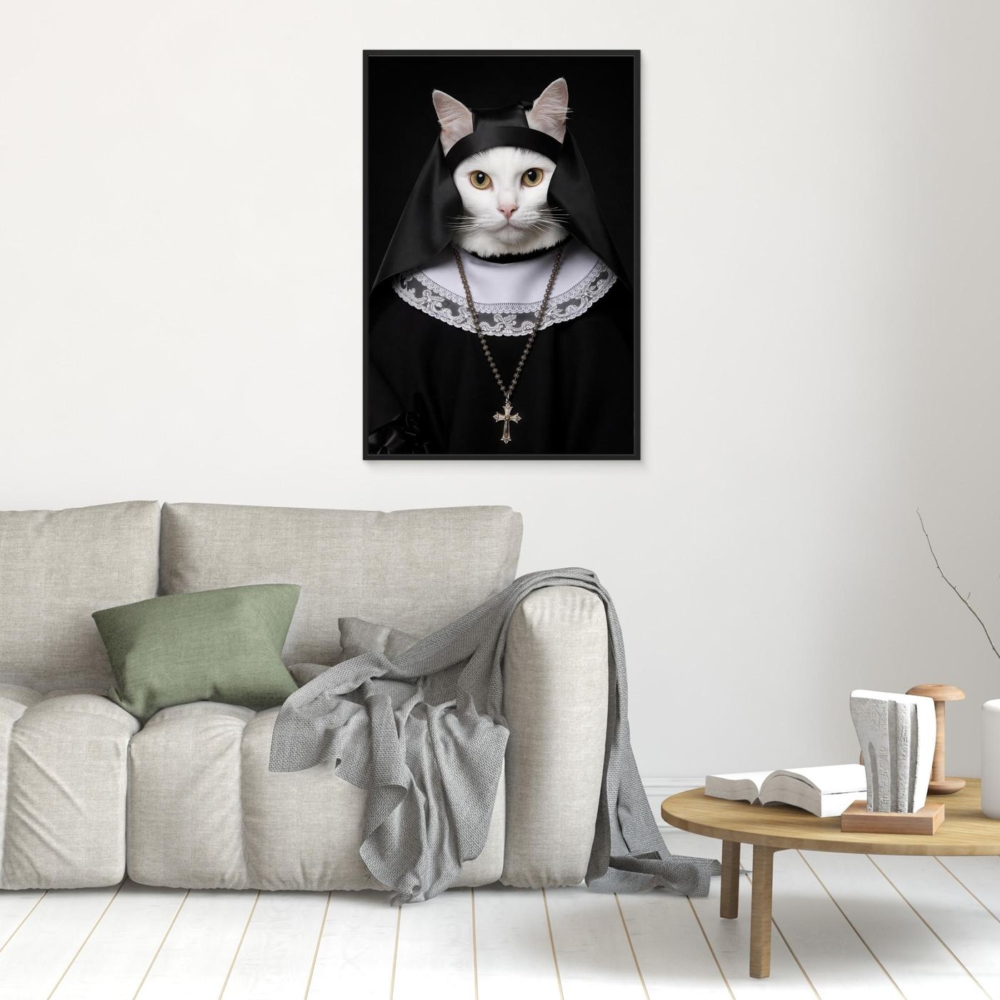 The Holy Sister – Vintage Cat Portrait Personalized Canvas Print