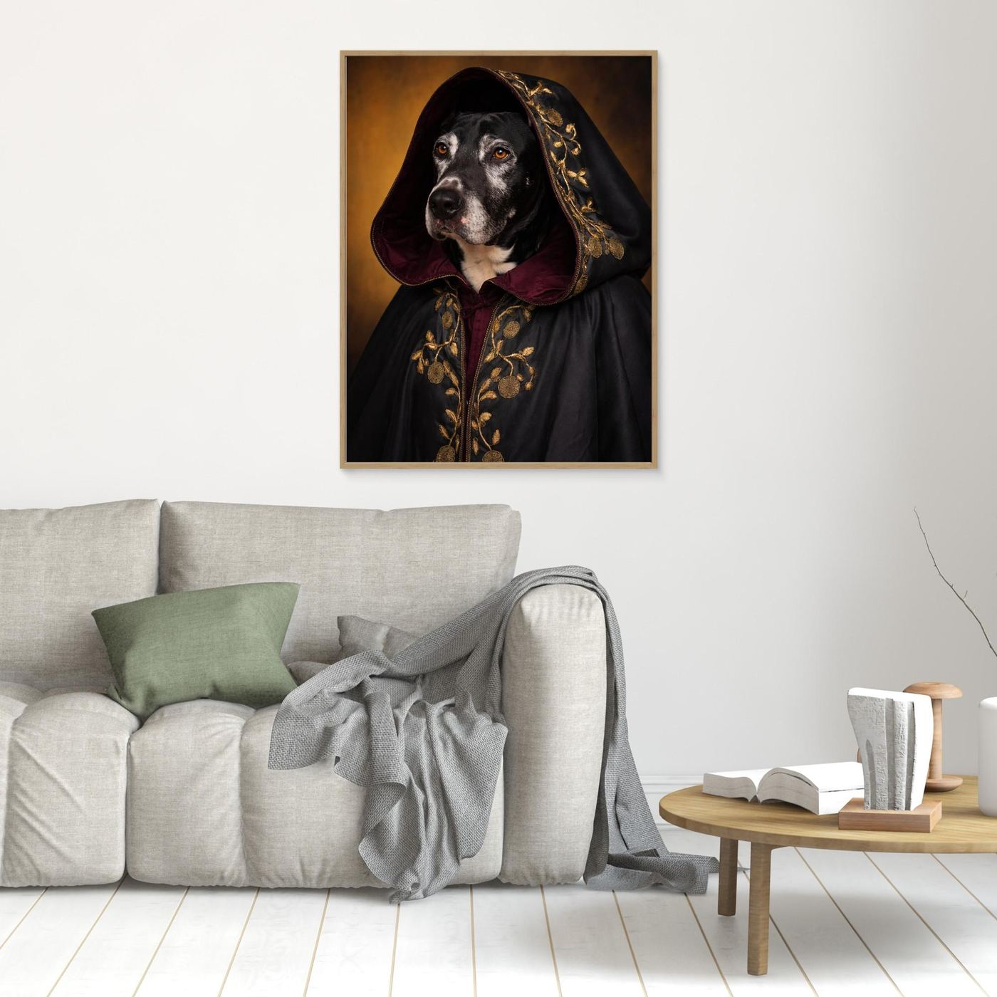 The Hooded Noble – Medieval Pet Portrait Personalized Canvas Print