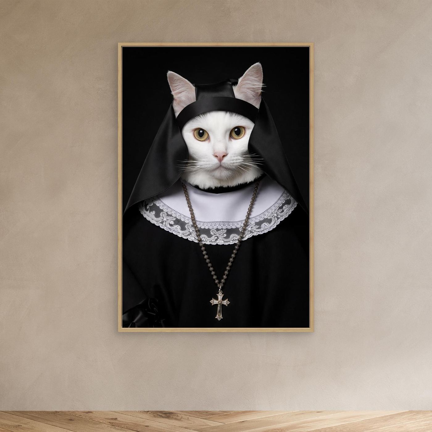 The Holy Sister – Vintage Cat Portrait Personalized Canvas Print
