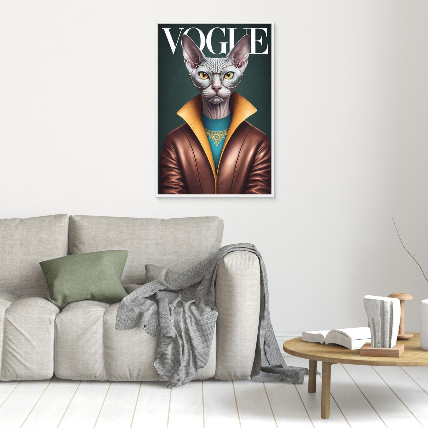 The Modern Muse – Fashion Cat Artwork Personalized Canvas Print