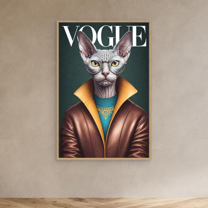 The Modern Muse – Fashion Cat Artwork Personalized Canvas Print