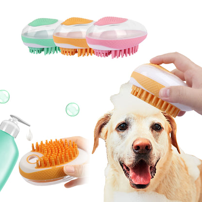 2-in-1 Pet Bath Brush Silicone Grooming Tool