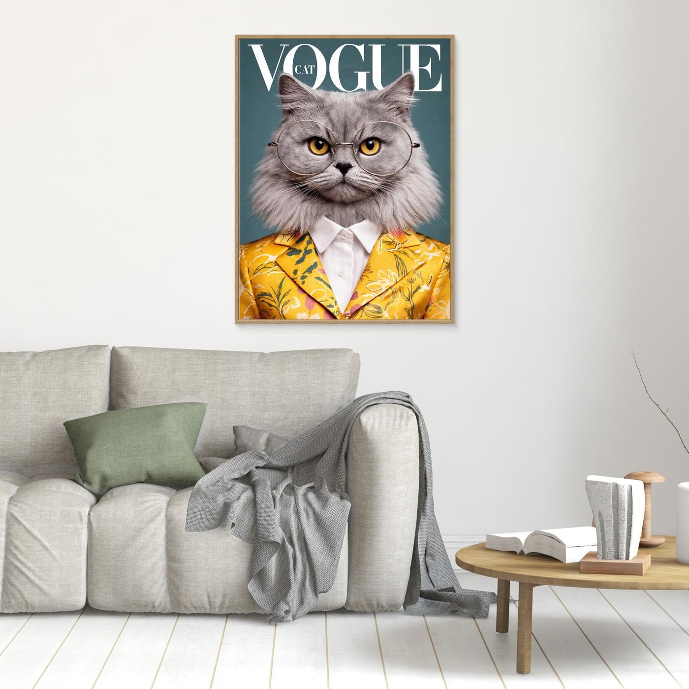 The Fashion Editor – Magazine Cat Portrait Personalized Canvas Print