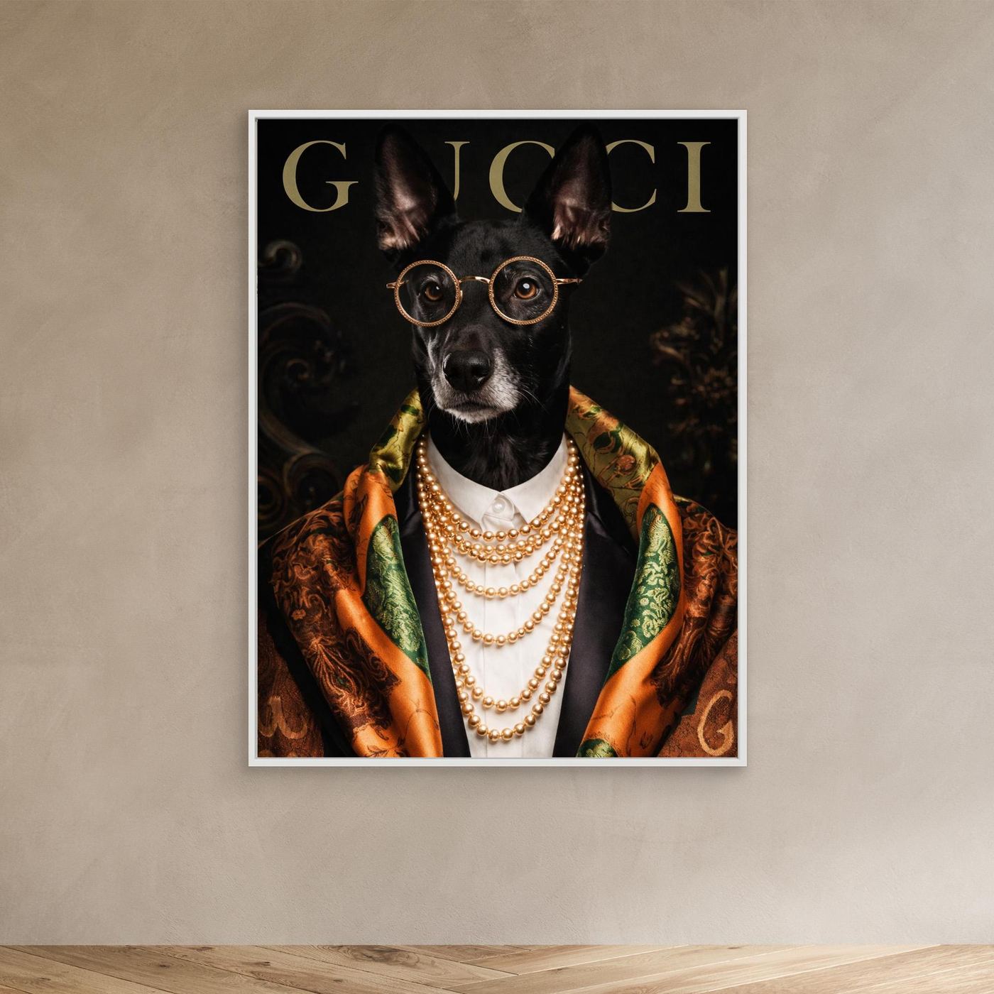 The High Society Gentleman – Elegant Pet Portrait Personalized Canvas Print