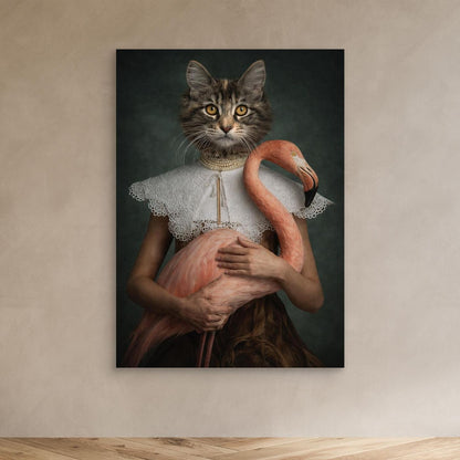 Lady Flamingo - Personalized Pet Canvas Print