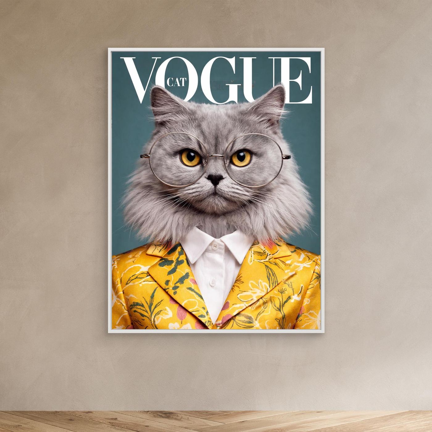 The Fashion Editor – Magazine Cat Portrait Personalized Canvas Print