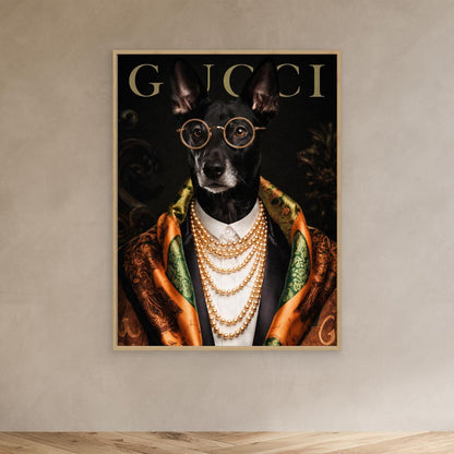 The High Society Gentleman – Elegant Pet Portrait Personalized Canvas Print