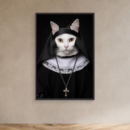 The Holy Sister – Vintage Cat Portrait Personalized Canvas Print