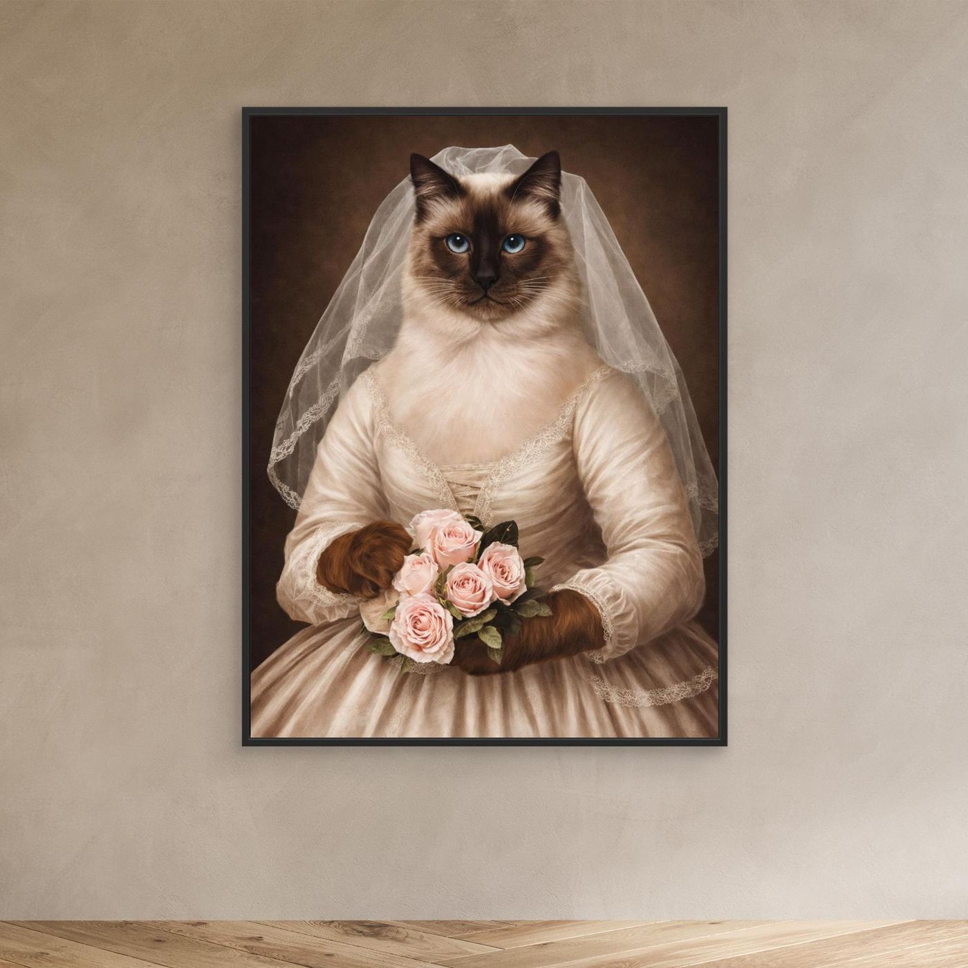 Lady Rosabelle – Victorian Bride Cat Portrait Personalized Canvas Print