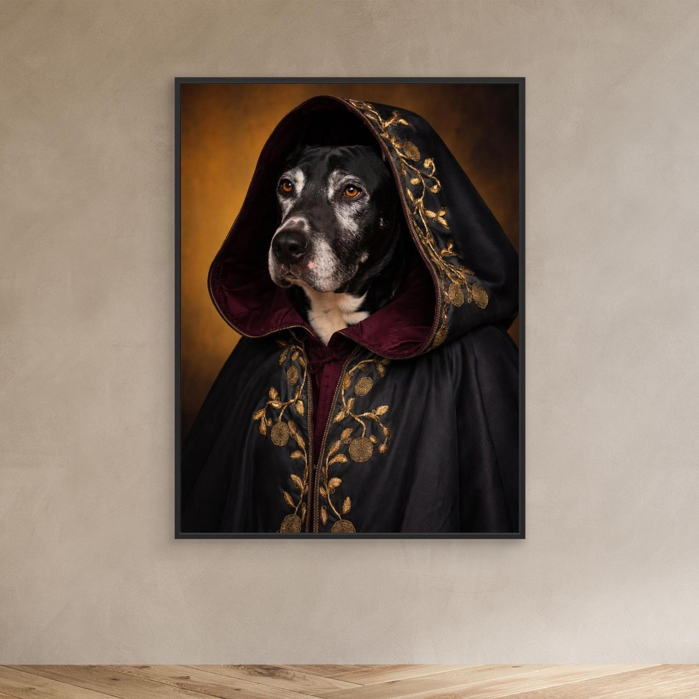 The Hooded Noble – Medieval Pet Portrait Personalized Canvas Print