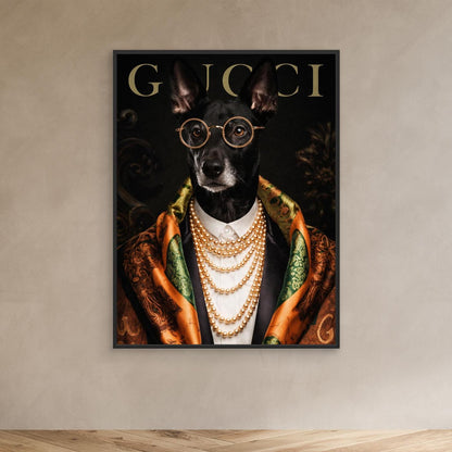 The High Society Gentleman – Elegant Pet Portrait Personalized Canvas Print