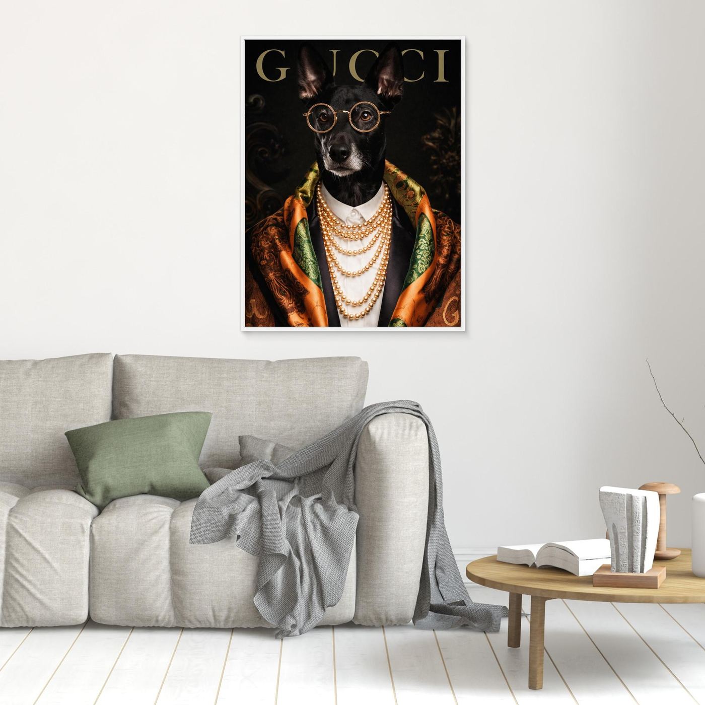 The High Society Gentleman – Elegant Pet Portrait Personalized Canvas Print