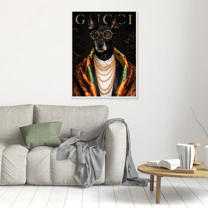 The High Society Gentleman – Elegant Pet Portrait Personalized Canvas Print