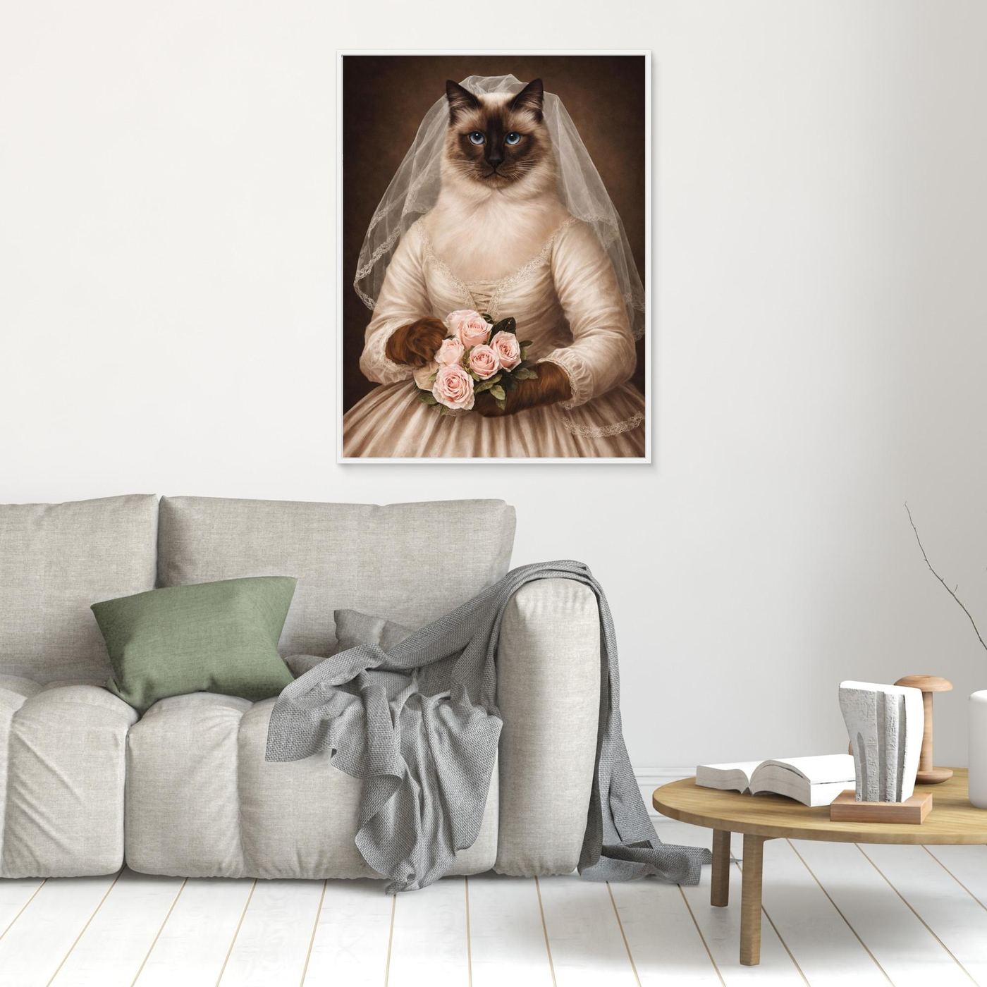 Lady Rosabelle – Victorian Bride Cat Portrait Personalized Canvas Print
