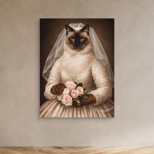 Lady Rosabelle – Victorian Bride Cat Portrait Personalized Canvas Print