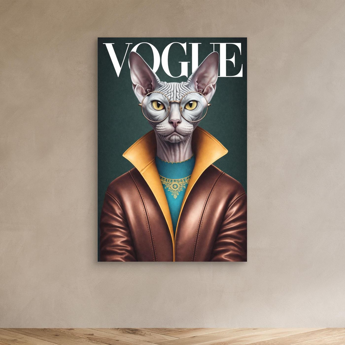 The Modern Muse – Fashion Cat Artwork Personalized Canvas Print