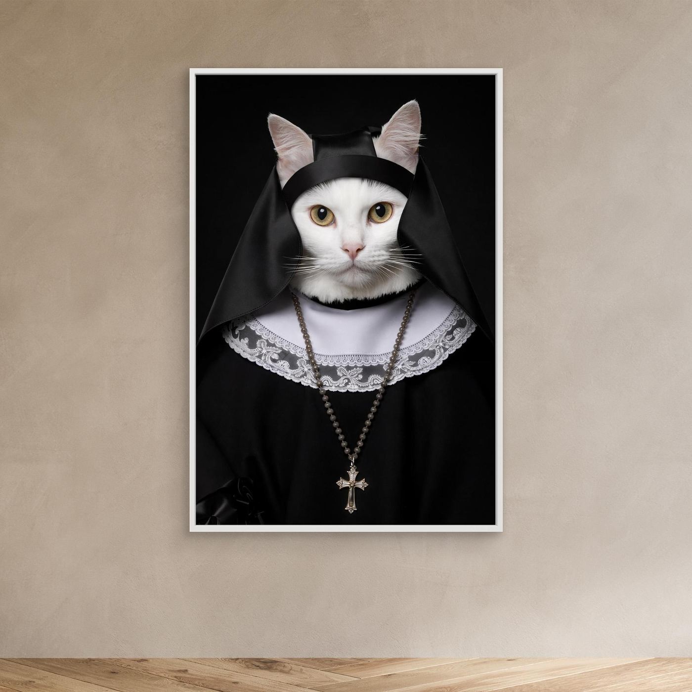 The Holy Sister – Vintage Cat Portrait Personalized Canvas Print