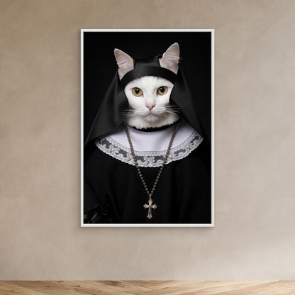 The Holy Sister – Vintage Cat Portrait Personalized Canvas Print