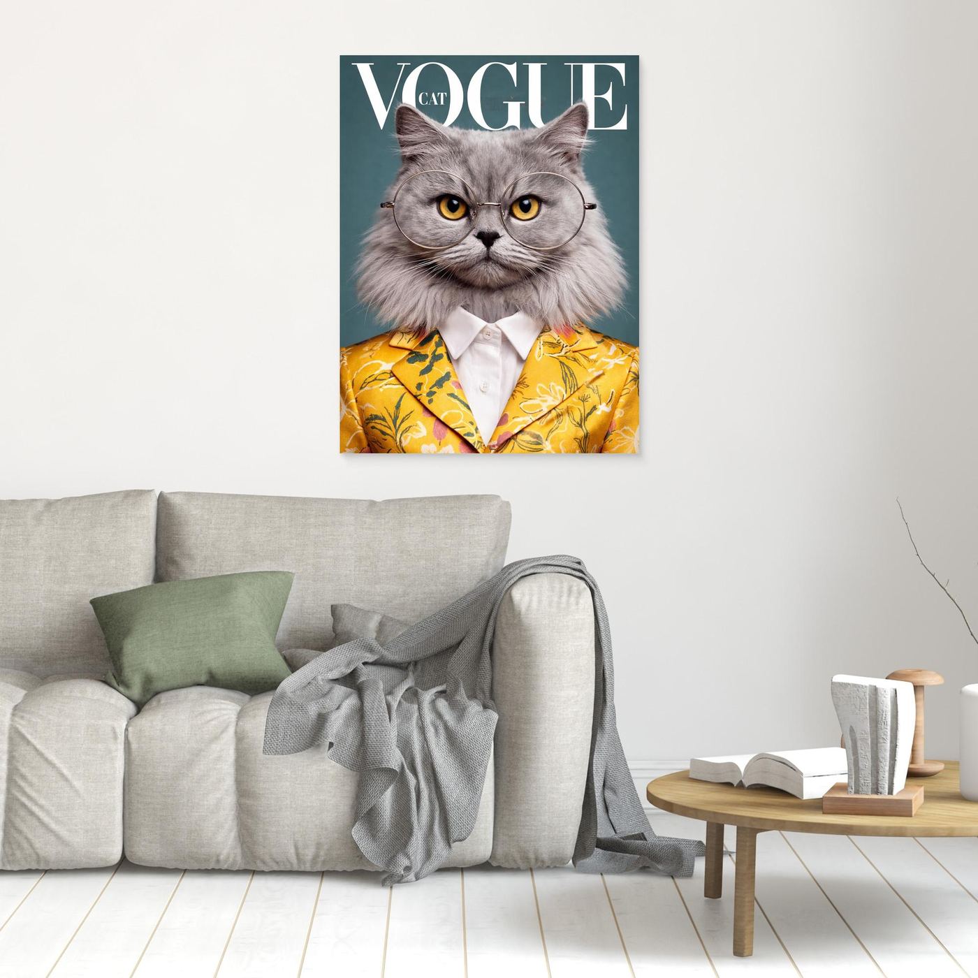 The Fashion Editor – Magazine Cat Portrait Personalized Canvas Print