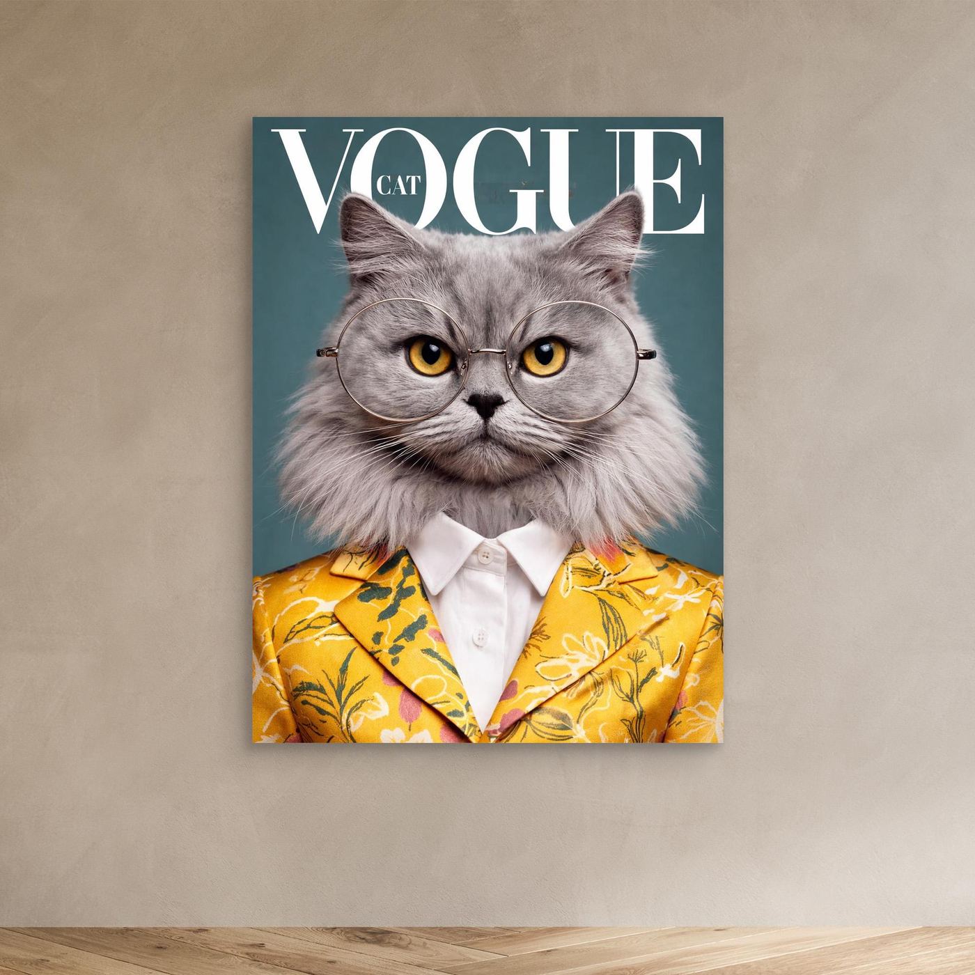 The Fashion Editor – Magazine Cat Portrait Personalized Canvas Print