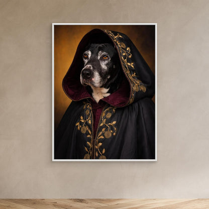 The Hooded Noble – Medieval Pet Portrait Personalized Canvas Print